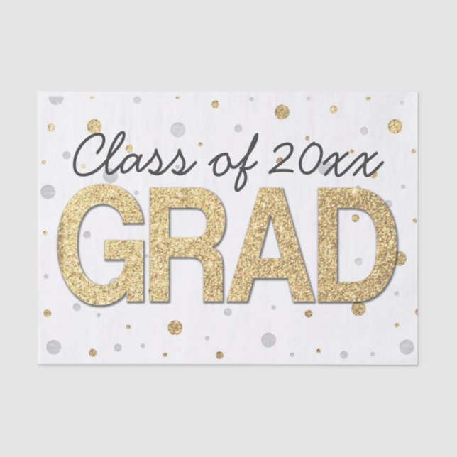 Gold Foil Glitter Confetti Graduation Party Custom Tissue Paper (Front)