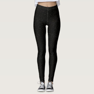 Gold Foil Glitter Flecks Look on Black Leggings