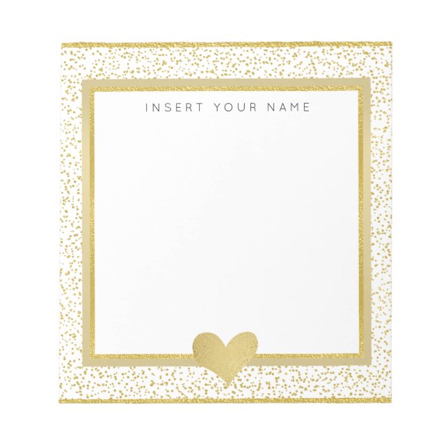 Gold Foil & Glitter Personalized Notepad 5.5" x 6" (Front)