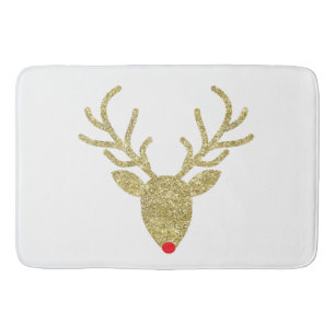 Gold Foil Glitter Rudolph Christmas Bath Mats
