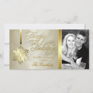 Gold Foil Gold Snowflake Holiday Photo Card