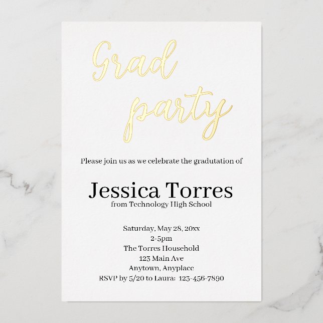 Gold Foil Grad Party Graduation (Front)