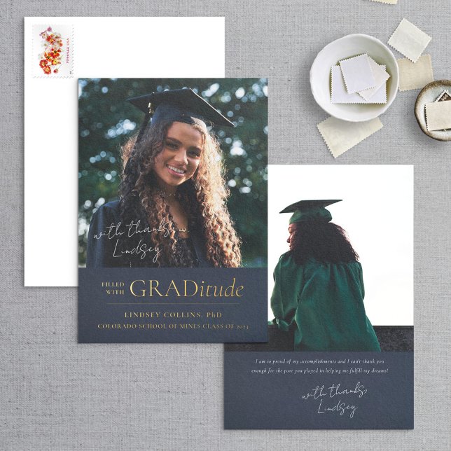 Gold Foil GRADitude Photo Graduation Announcement (Creator Uploaded)