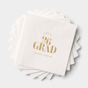 Gold Foil Graduation Napkins Class of 2026