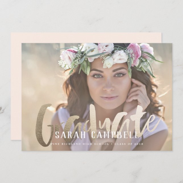 Gold Foil Graduation Script Card (Front/Back)