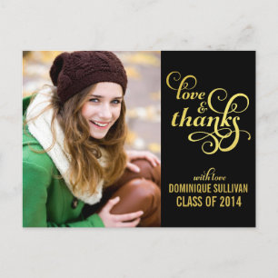 Gold Foil Graduation Thank You Postcard