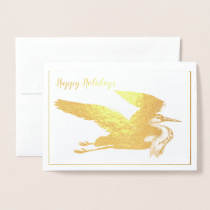 Gold Foil Great Blue Heron Holiday Thoreau Quote Card
