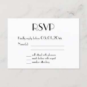 Gold Foil Great Gatsby Art Deco Wedding RSVP Cards