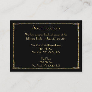 Gold Foil Great Gatsby Mariage Cartes d'hébergemen