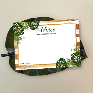 Gold Foil & Green Palm Leaf Beach Wedding Advice Card