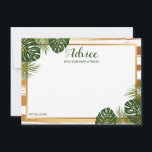 Gold Foil & Green Palm Leaf Beach Wedding Advice Card<br><div class="desc">Celebrate in style with these tropical palm leaves advice cards. The simple yet stylish design will allow your guests to write a note of advice for you to keep and read over in years to come. The wording is easy to personalize so these cards can quickly be transformed into advice...</div>