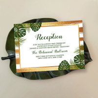 Gold Foil & Green Palm Leaf Beach Wedding