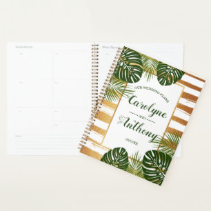 Gold Foil & Green Palm Leaf Beach Wedding Planner