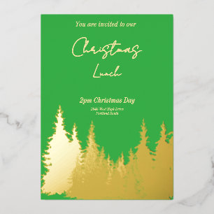 Gold Foil Green Pine Tree Christmas Party 