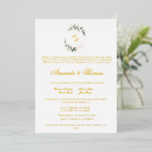 Gold foil greenery minimalist Spanish wedding