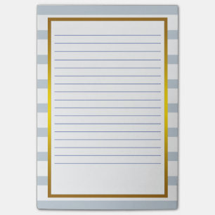 Gold Foil Grey  Stripe white Lined Business Lines Post-it Notes