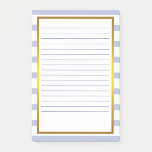 Gold Foil Grey Stripe white Lined Business Lines Post-it Notes