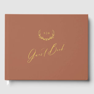 Gold Foil Guest Book Terracotta Monogram Wedding