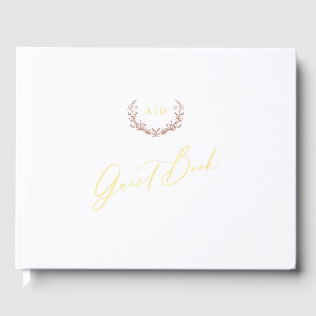 Gold Foil Guest Book Terracotta Monogram Wedding (Front)