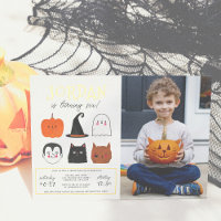 Gold Foil Halloween Friends Modern Birthday Photo