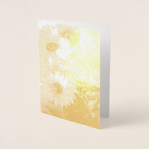Gold foil happy birthday daisies foil card