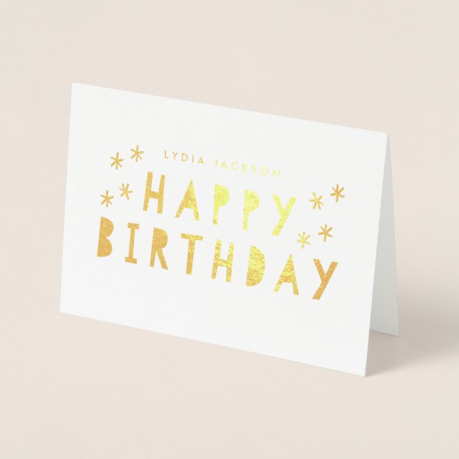 Gold Foil Happy Birthday Greeting Foil Card (Front)