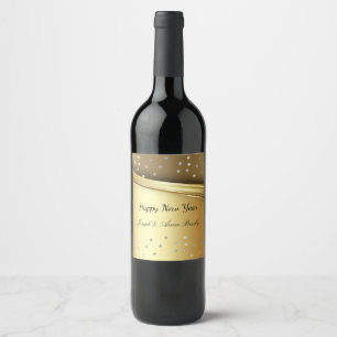Gold Foil, Happy New Year, Custom Wine Label
