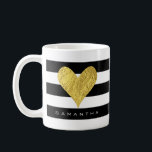 Gold Foil Heart Coffee Mug<br><div class="desc">CUSTOMIZATION ♡ Add your name, monogram, message, etc. ♡ Use your favourite fonts. ♡ Add custom colours. PLEASE NOTE ♡ Colours displayed online may vary slightly from the actual product. ♡ This design has elements that are designed to look metallic gold, but no metallic ink or foil will be printed...</div>
