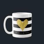 Gold Foil Heart Coffee Mug<br><div class="desc">CUSTOMIZATION ♡ Add your name, monogram, message, etc. ♡ Use your favourite fonts. ♡ Add custom colours. PLEASE NOTE ♡ Colours displayed online may vary slightly from the actual product. ♡ This design has elements that are designed to look metallic gold, but no metallic ink or foil will be printed...</div>
