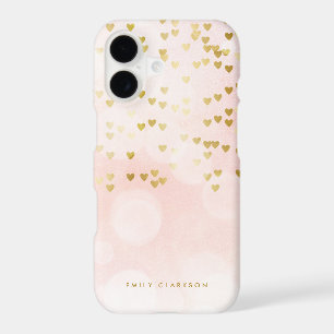 Gold Foil Heart Confetti Pink Bokeh Personalized
