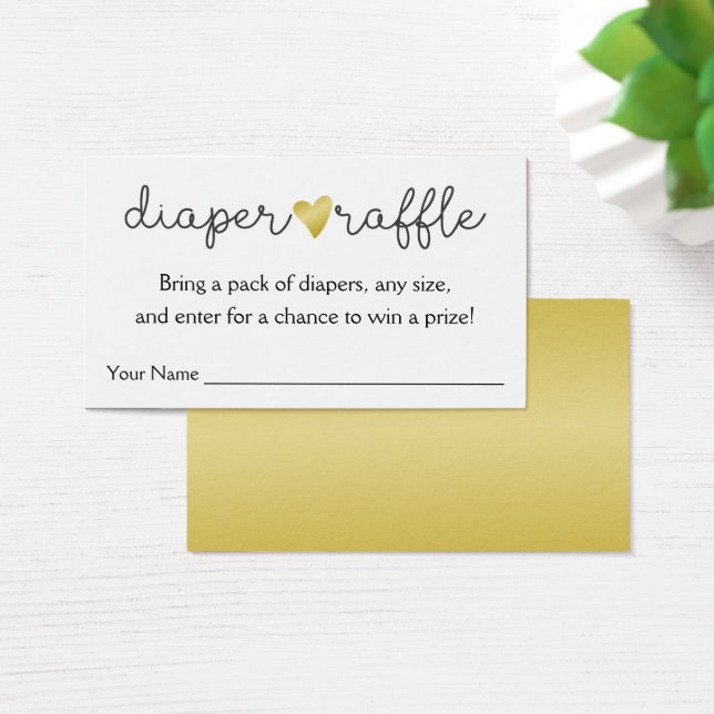 Gold Foil Heart Diaper Raffle Baby Shower (Desk)