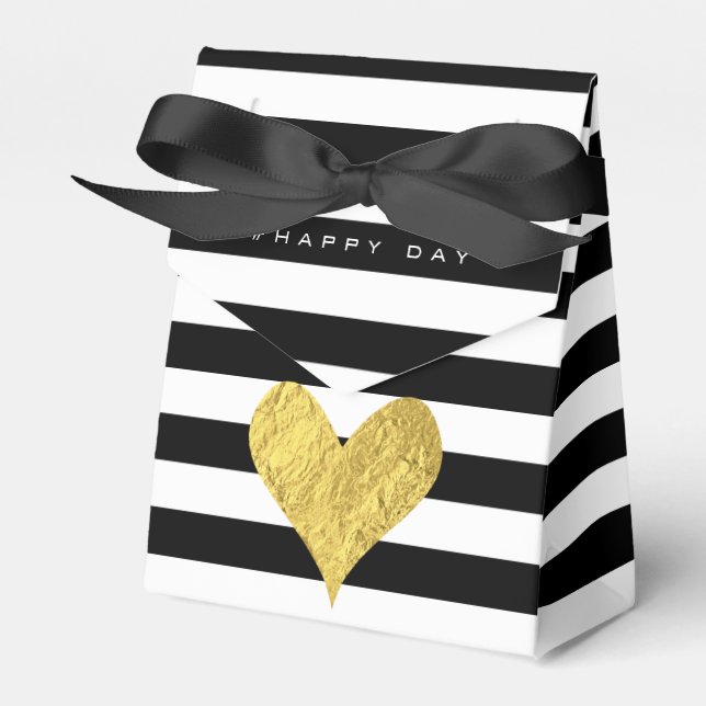Gold Foil Heart Favor Box (Front Side)