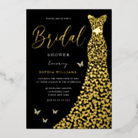 Gold Foil Heart Gown with Black Bridal Shower 