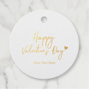 Gold Foil Heart Happy Valentine's Day Gift Tags
