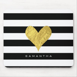 Gold Foil Heart Mouse Pad