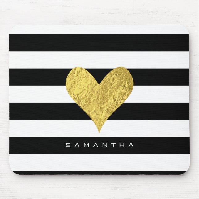 Gold Foil Heart Mouse Pad (Front)