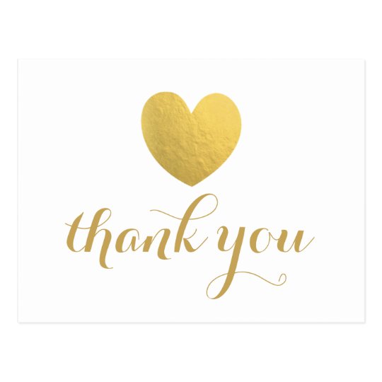 gold foil heart thank you post card thank you post card