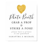 Gold Foil Heart Wedding Photo Booth Sign
