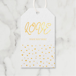 Gold Foil Hearts Love Valentine's Day Gift Tag