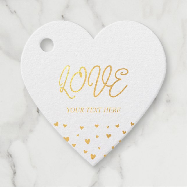 Gold Foil Hearts Love Valentine's Day Gift Tag (Front)
