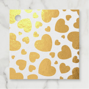 Gold Foil Hearts Pattern Favour Tags