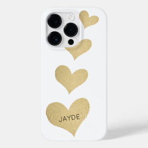 Gold Foil Hearts Personalized Mobile Phone Case