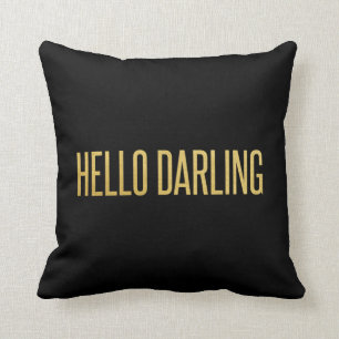 Gold Foil Hello Darling Modern Throw Pillow