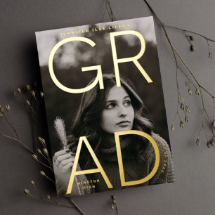 Gold Foil High School GRAD Photo Announcement