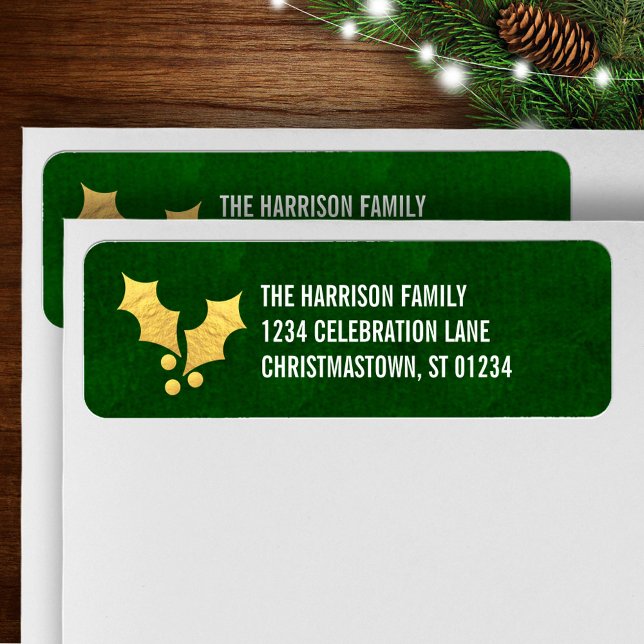 Gold Foil Holly Personalized Christmas (Creator Uploaded)