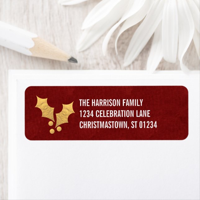 Gold Foil Holly Personalized Christmas (Insitu)
