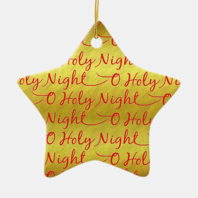 Gold Foil Holy Night Christmas Ceramic Ornament (Front)