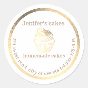 Gold foil Homemade cupcakes and treats packaging Classic Round Sticker