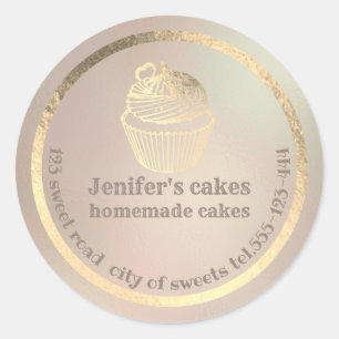 Gold foil Homemade cupcakes and treats packaging Classic Round Sticker