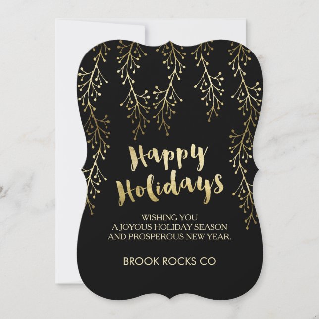 Gold Foil Image Happy Holidays Company Cards (Front)
